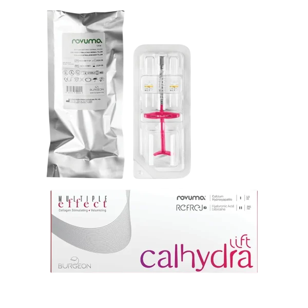 Calhydra Lift Burgeon – Kit Biostimulator Injectabil CaHA (Novuma 1.5ml) + HA (Refrej 2x1ml) pentru Lifting Imediat, Hidratare și Fermitate Naturală